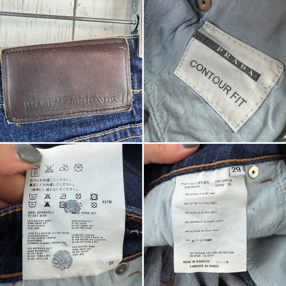 PRADA Dark Blue Stretch Denim Contour Fit Straight Leg High Rise Jeans Size 29 - Picture 16 of 16